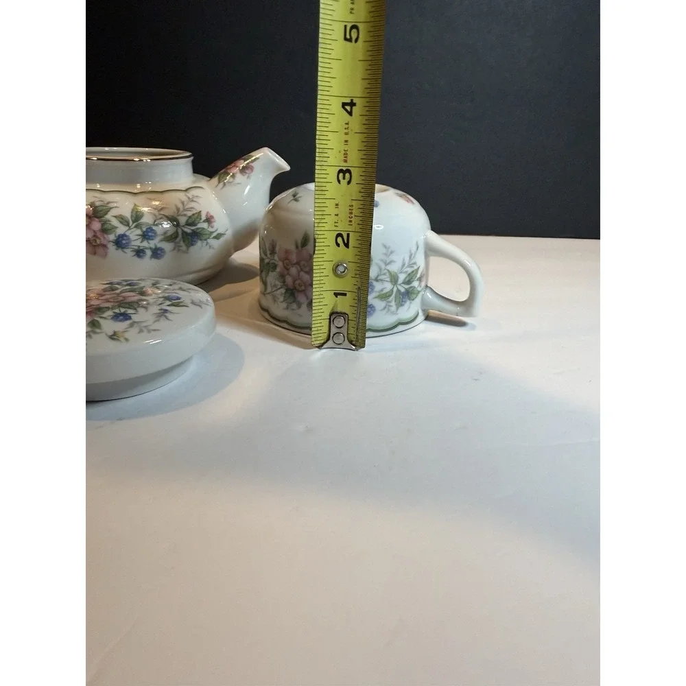 Andrea by Sadek Tea for One Set Japan Floral Teapot Cup Lid Vintage